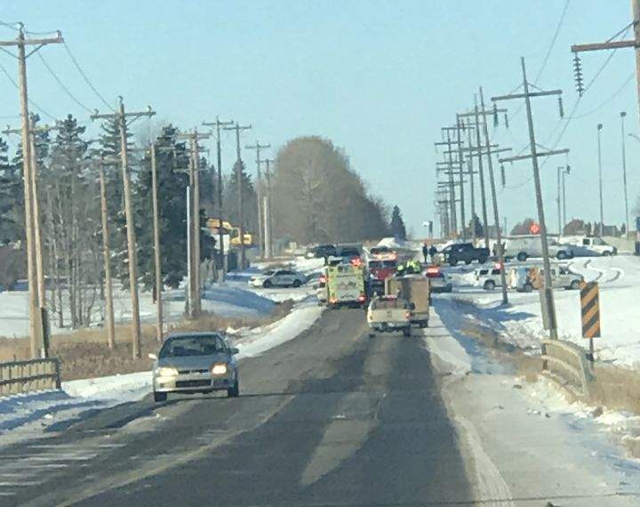 Five people, who were naked, were arrested after a two-vehicle crash in Nisku on Monday, Nov. 6, 2017. 
