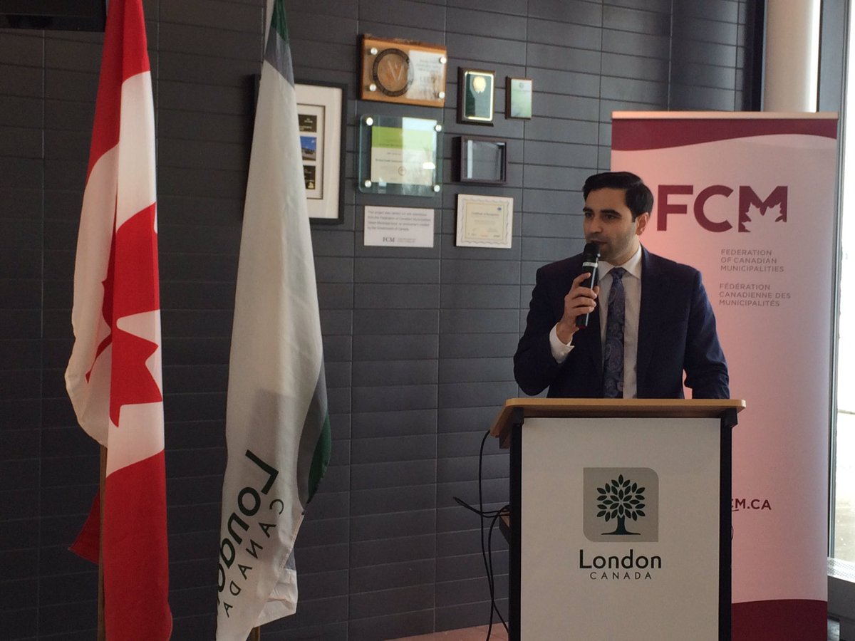 London North Centre MP Peter Fragiskatos announces $88,000 net-zero feasibility study at YMCA Stoney Creek in London, Ont., on Dec. 15, 2017.