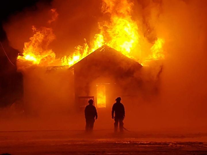 The Elks Lodge in Leslieville, Alta. was destroyed by fire Friday, Dec. 29, 2017.