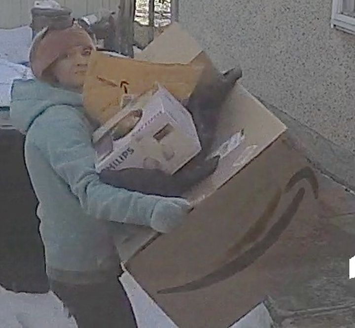 Police are looking for a woman in her mid-20s to early 30s with short hair and a thin build. 