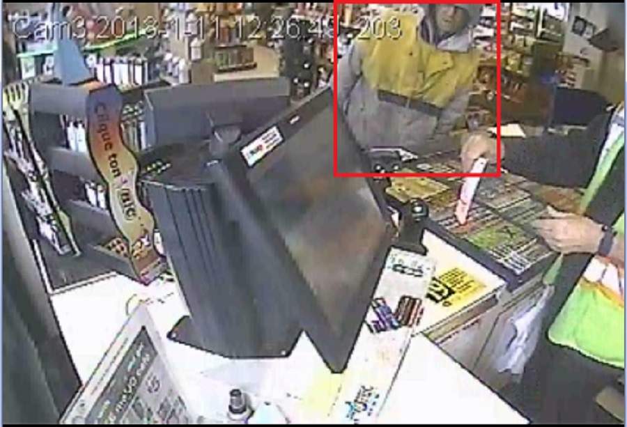 Security camera image of man who robbed a Vernon gas station Thursday. 