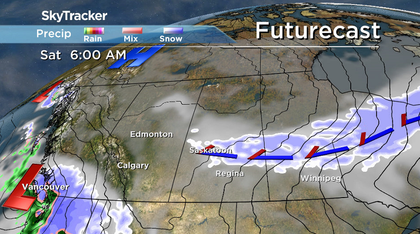 Another wave of snow may slide through the Saskatoon area early Saturday behind the system.