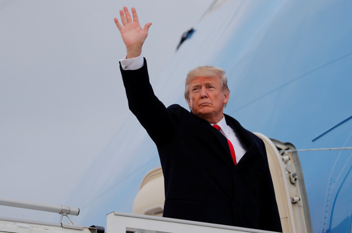 U.S. President Donald Trump departs after the World Economic Forum annual meeting in Davos, Switzerland, January 26, 2018. 
