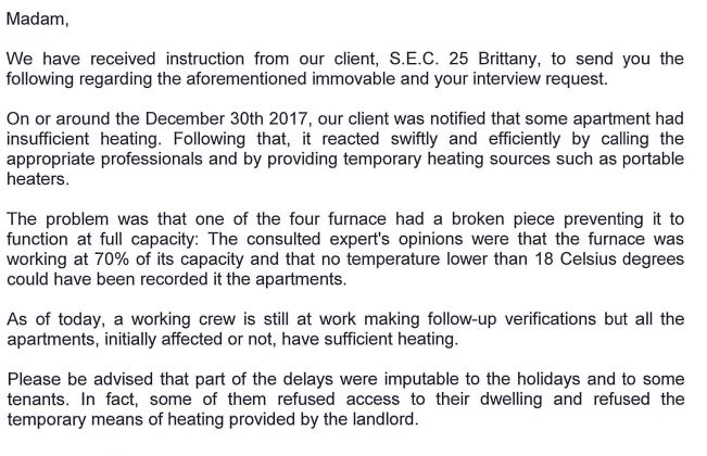 After two weeks, TMR residents of 25 Brittany Avenue still don’t have proper heat - image