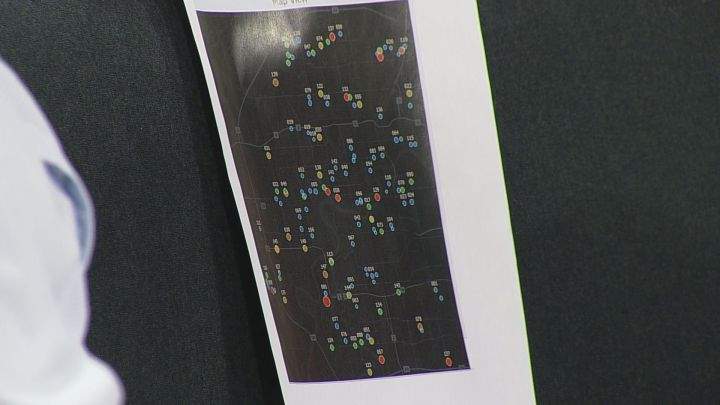 The City of Edmonton receives a weekly report of data collected by driver feedback signs around the city. The map shows where there has been compliance and locations where more enforcement is needed.