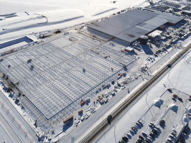 The Aurora Sky facility being built by Aurora Cannabis at the Edmonton International Airport on Feb. 5, 2018.