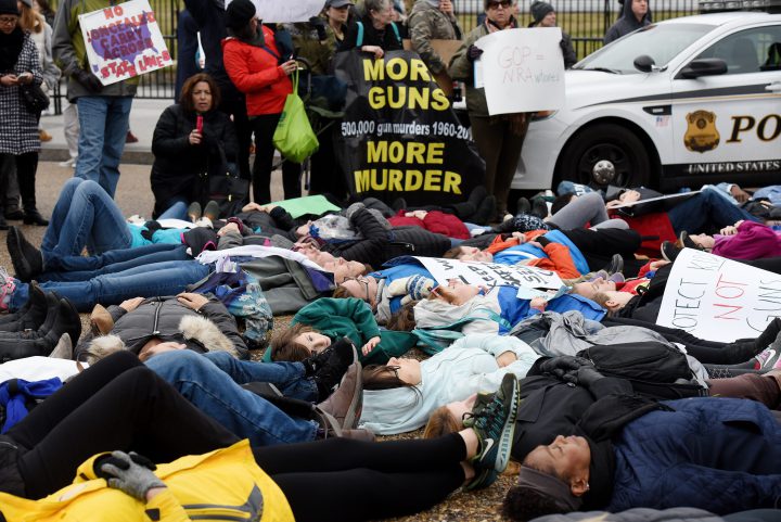 Students protest against gun violence outside of the White House just days after 17 people were killed in a shooting at a south Florida high school.