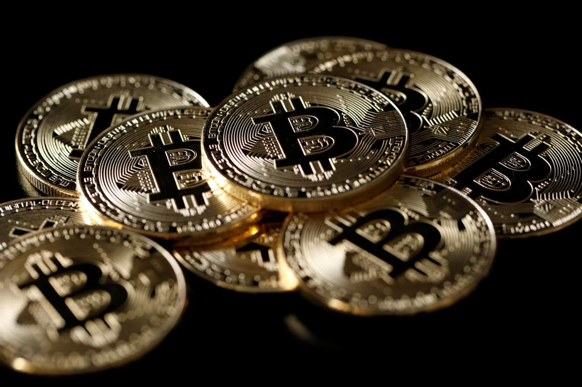 A collection of Bitcoin (virtual currency) tokens are displayed in this picture illustration taken December 8, 2017.