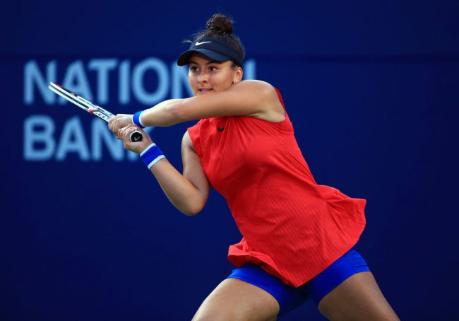Bianca Andreescu seen in action at the Rogers Cup in Toronto, Aug. 8, 2017.