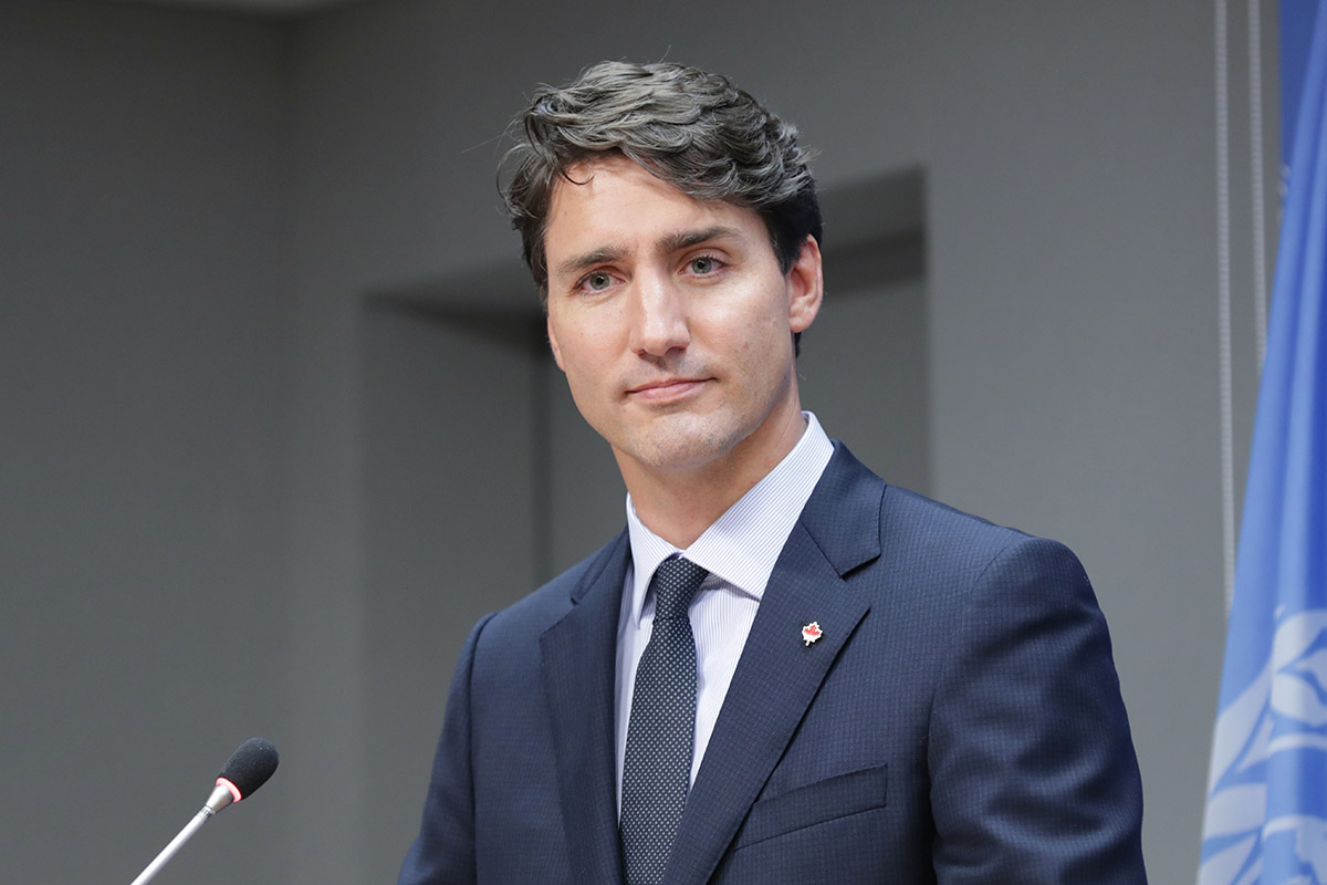 Waist up portrait of Justin Trudeau, Prime Minister of Canada, at the United Nations headquarters in New York City, New York, September 21, 2017.