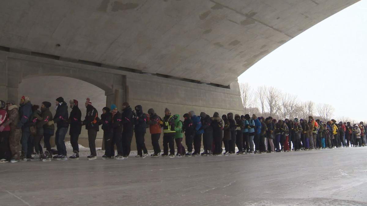 The unofficial count from organizers says 395 skaters hit the Red River Mutual Trail on Sunday.