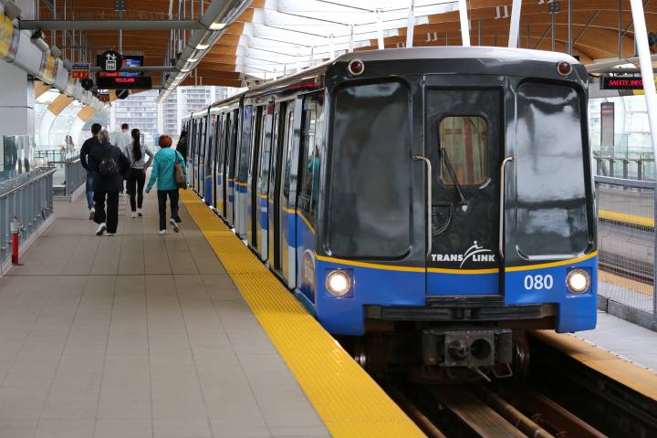 File photo of a SkyTrain stopping at a station.