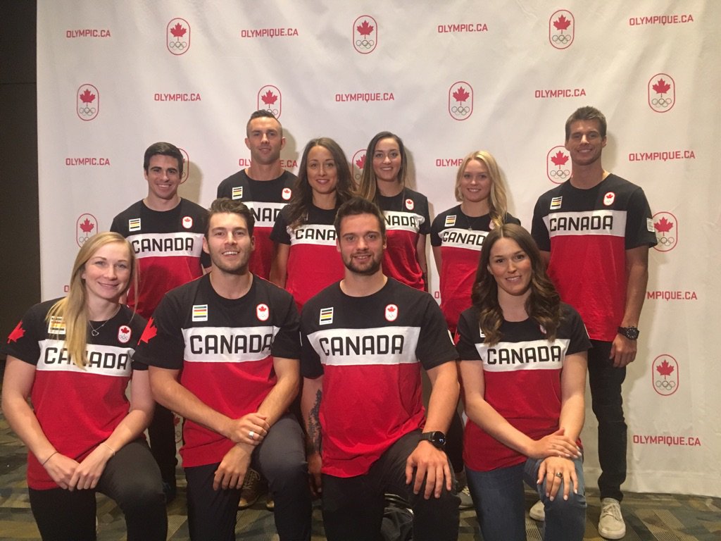Zoe Bergermann (bottom left) of Erin, Ont., will be competing in the ladies' snowboard cross for Canada at the Pyeongchang Olympics.