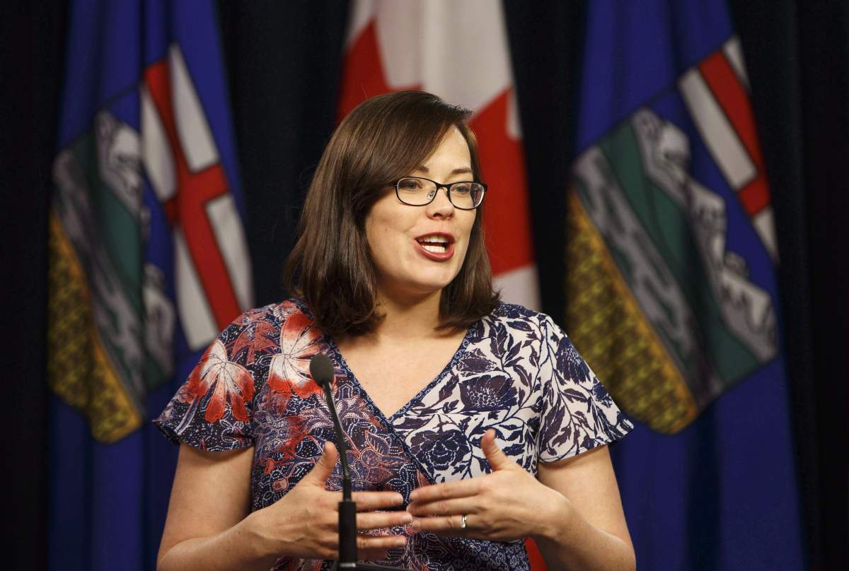 Increased caseloads resulting from the Supreme Court of Canada's so-called Jordan decision along with a provincial wage freeze is making it difficult to recruit new prosecutors to fill Alberta's dwindling ranks says the organization representing Alberta Crown prosecutors. Alberta Justice Minister Kathleen Ganley speaks during a press conference in Edmonton on Thursday, November 16, 2017. 