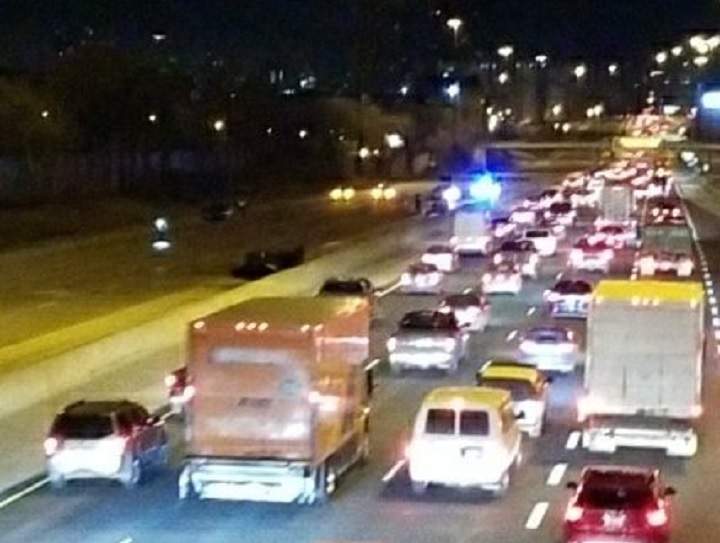 Westbound Gardiner Expresseay at South Kingsway closed due to a two-vehicle crash on March 21, 2018.