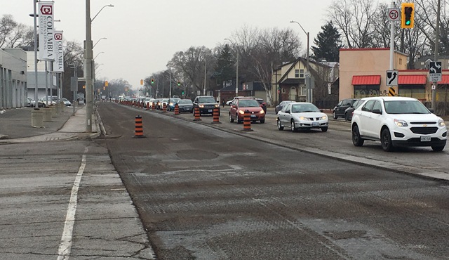 Road resurfacing on Main Street West.