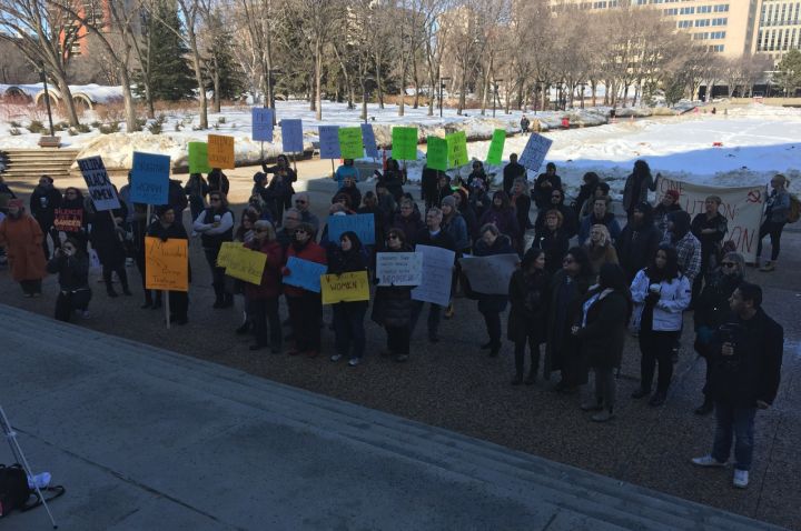 A rally was held at the Alberta legislature on Saturday afternoon that was aimed at supporting survivors of sexual assault and sexual harassment.