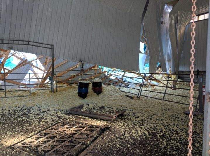 The roof of an Okotoks horse-boarding facility collapsed on Monday, March 19, 2018.