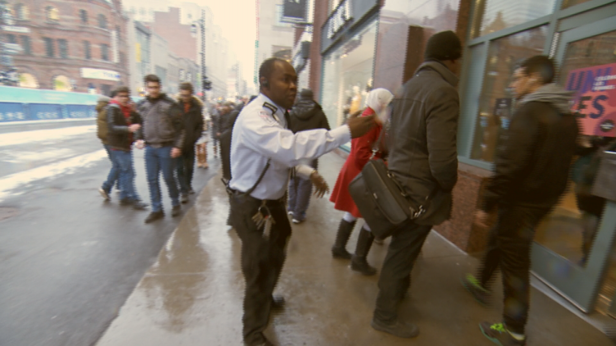 The incident happened at around 3 p.m. Thursday at the corner of Sainte-Catherine Street Ouest and McGill College Avenue.