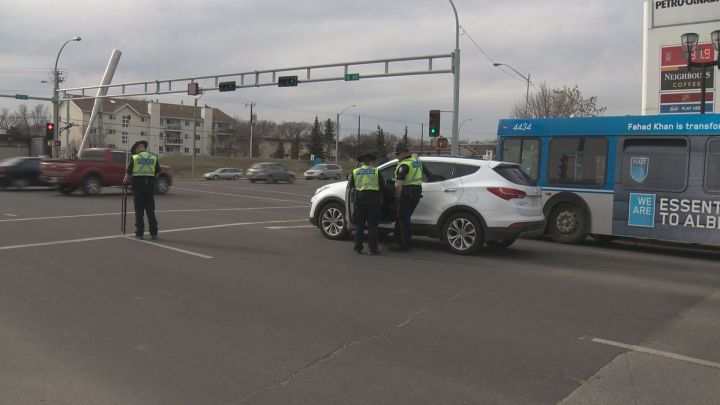 A woman was sent to hospital after she was struck by a vehicle in the area of 118 Avenue and 97 Street Tuesday, April 24, 2018.