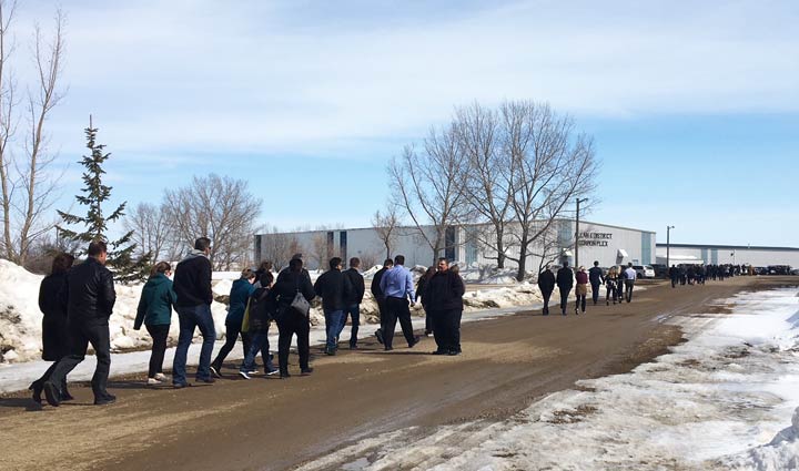 Hundreds of people gather to celebrate the life of Humboldt Broncos bus crash victim Logan Schatz in Allan, Sask.