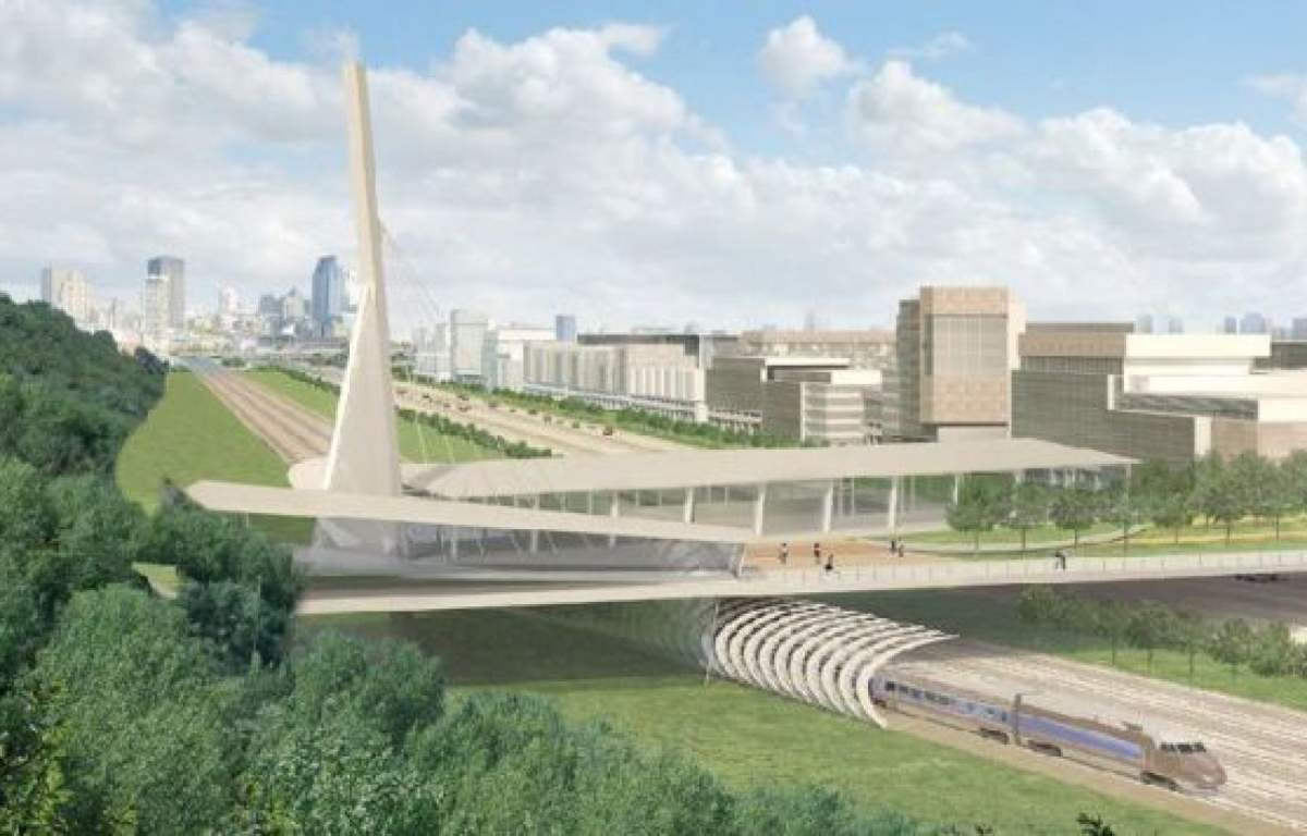 A rendering of a pedestrian walkway over Highway 20 in Montreal, Apr 19, 2018.