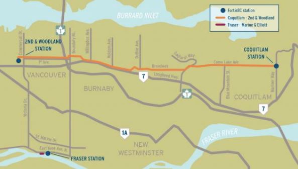 20-km gas line section between Fortis BC\’s Coquitlam station and its Vancouver station.