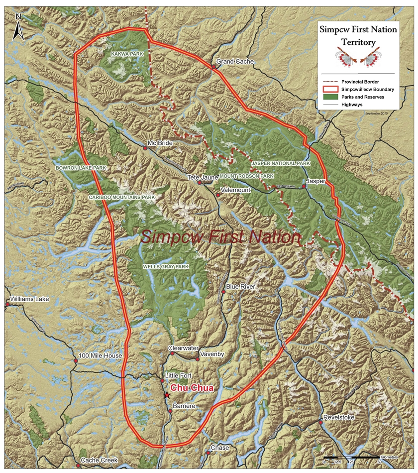 A map of the Simpcw First Nation’s territory.