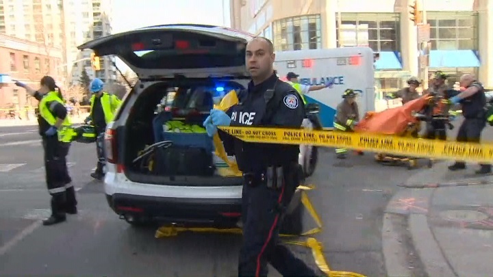 Ten people were killed and 14 injured after a van struck pedestrians in Toronto on Monday but officials say there is no indication it was an act of terrorism.