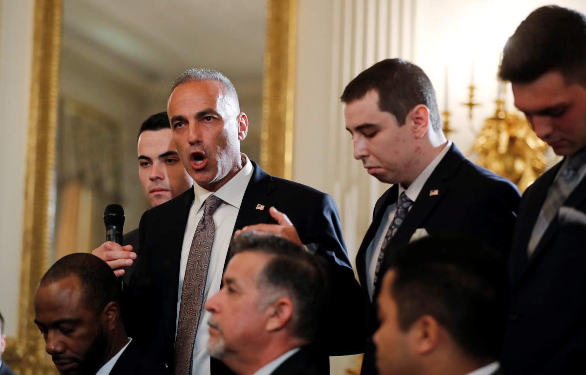 Marjory Stoneman Douglas High School parent Andrew Pollack discusses the death of his daughter Meadow in the Parkland school shooting as he and his sons attend a listening session on school safety and shootings with U.S.  