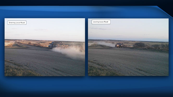 The office’s security cameras were able to capture a truck entering and leaving the site. The truck is described as an older model Dodge Ram 3500, regular cab, with a black flat deck, headache rack with reflective tape, black bush guard and a black grill and bumper.