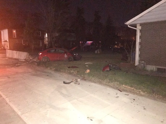 Photos from the scene show a hydro pole disconnected from its base.