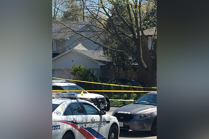 Police are responding after a car crashed  on  Longfield Road in Etobicoke on May 7.