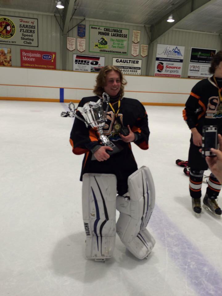 Devon Blackmore was a goalie for a Salmon Arm Midget recreational hockey team during the 2014/2015 season.