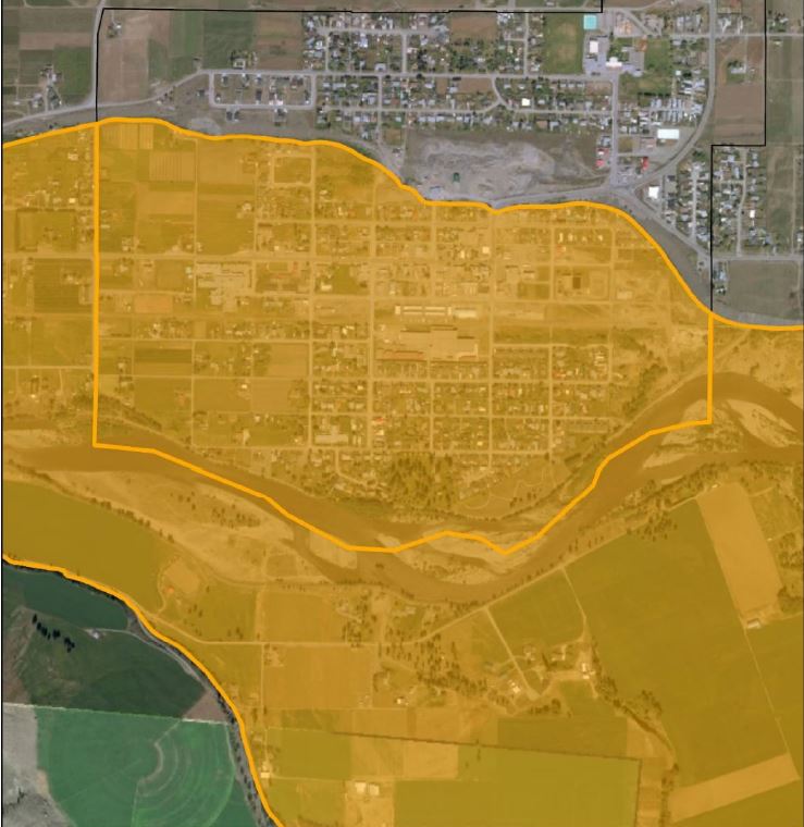 Evacuation alert map for the Similkameen Flood Plain in Keremeos, B.C.