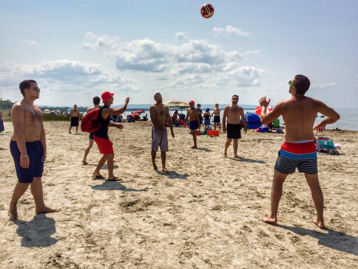Visitors at Wasaga Beach in Ontario.