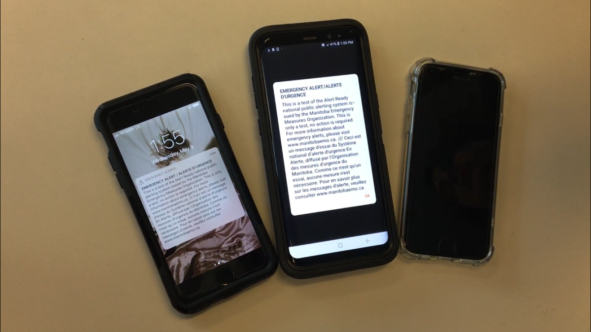 Some phones in Manitoba went off with the emergency test alert while others didn't. 