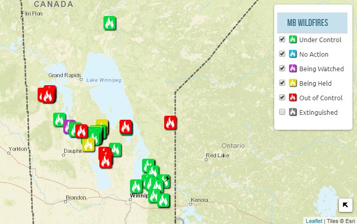 The government website interactive map shows where fires are burning and their status.