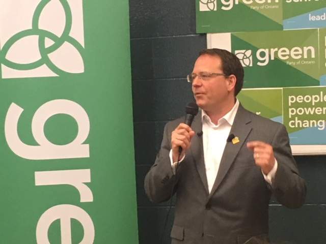 Ontario Green Party leader launched his campaign during a visit to Hamilton on Wednesday afternoon.