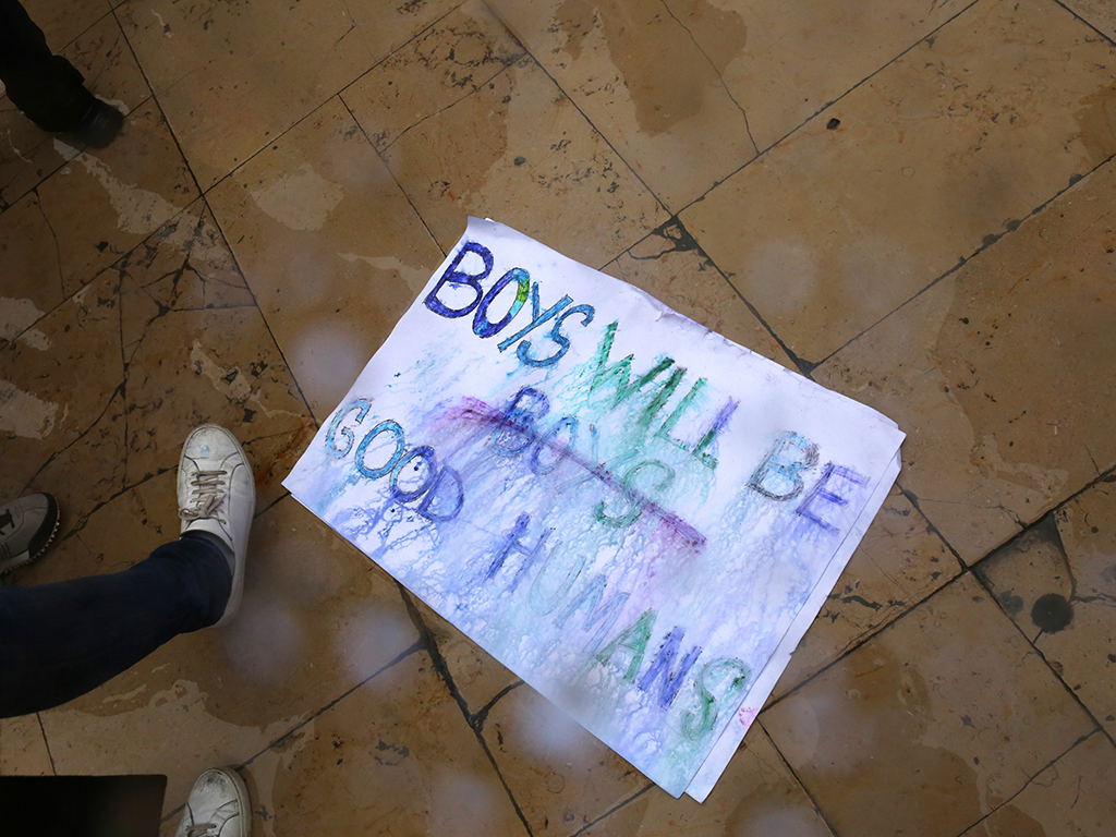 A sign spotted at the rally for equality during the Women's March on Jan. 21, 2018, in Paris. 