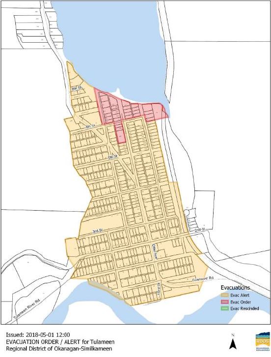 RDOS Map of evacuations and alerts in Tulameen, B.C.