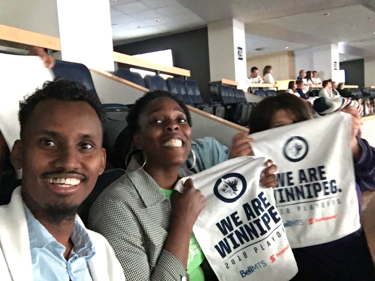 Samatar declared the exact moment he felt like a true Winnipegger during the Jet's viewing party at Bell MTS Place, Thursday night.