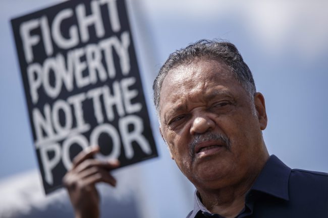 Reverend Jesse Jackson delivers remarks at the Poor People's Campaign, A National Call for Moral Revival protest on the grounds of the US Capitol in Washington, DC, USA, 21 May 2018.
