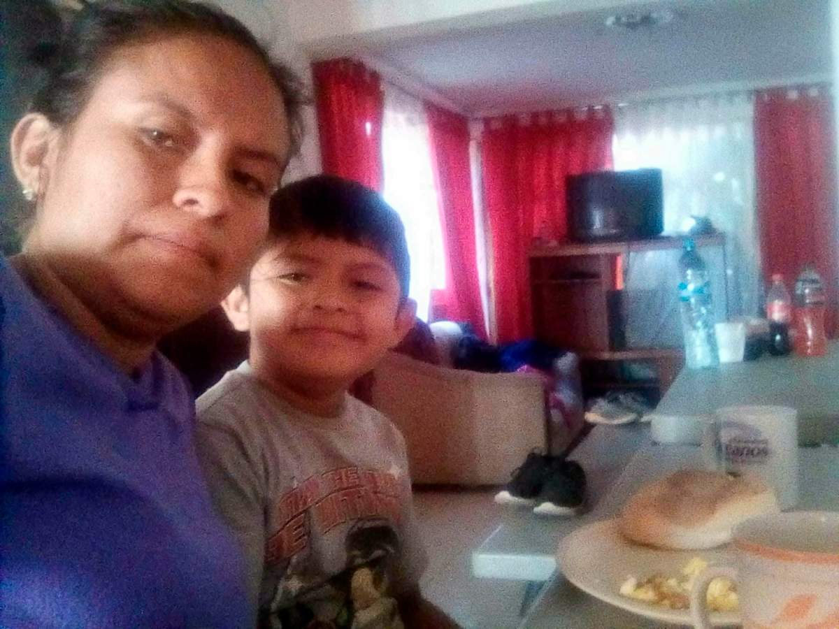 In this self portrait taken in Mexico in May 2018, Blanca Orantes-Lopez poses for a photo with her 8-year-old son, Abel Alexander, during the monthlong journey from their hometown of Puerto La Libertad, El Salvador, to the United States-Mexico border.