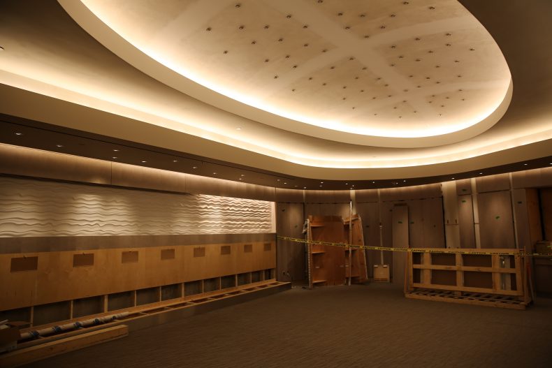 The new Parliamentary dining room will be significantly smaller in the West Block with only 108 seats compared to the current 220 seats. This dining room is completely underground, but includes a vaulted ceiling, which pays homage to the domes in Centre Block’s dining room.