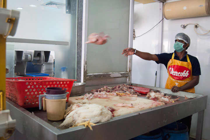A live chicken shop belonging to Venky’s, one of the largest chicken producers in India, is shown in Bengaluru, India on April 20, 2018.