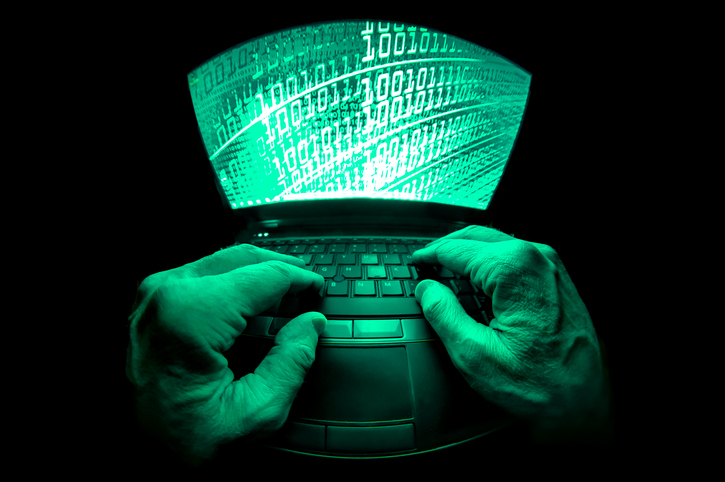 POV hacker hands.
