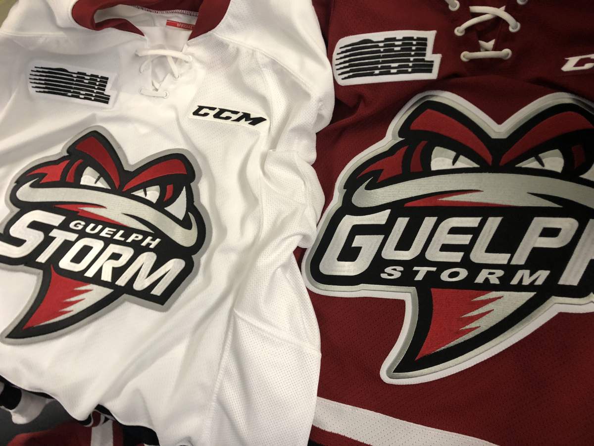 A Closer look at the newest jerseys with the prominent "STORM" and "GUELPH" for Home and Away respectively. 