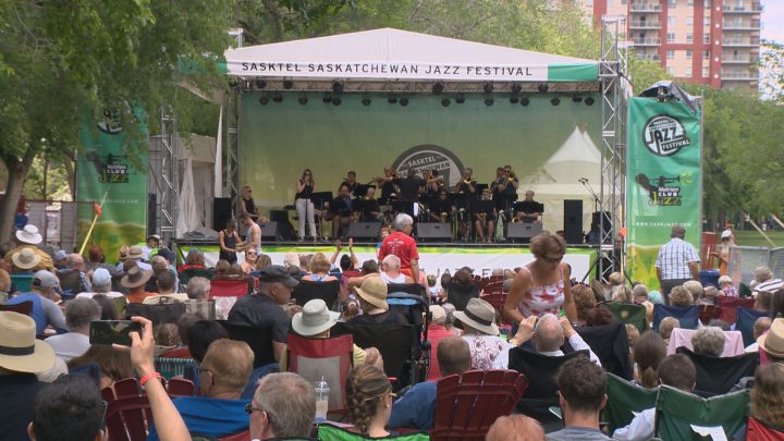 Free stage at the Saskatchewan Jazz Festival seeing big crowds.