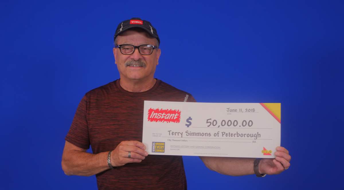 Terry Simmons of Peterborough claimed $50,000 in a scratch ticket.
